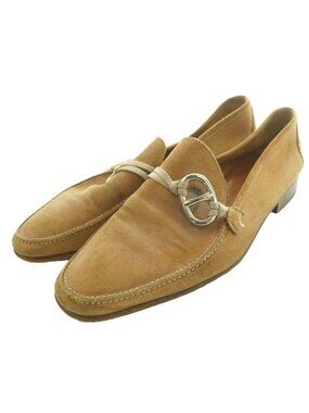 Hermes Suede Loafers Chaine D\'ancre Round Toe Lo Heels 42 Beige SS $1500 Hermes Brown Beige Suede Leather Chaine D main image 3